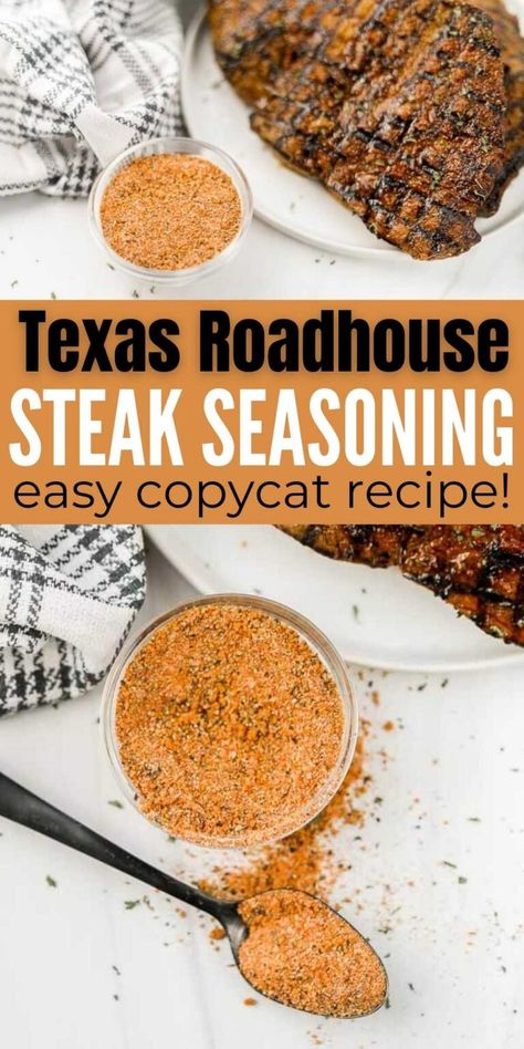 Steak Seasoning Easy, Roadhouse Steak Seasoning, Steak Seasoning Recipe, Best Steak Seasoning, Texas Roadhouse Steak Seasoning, Texas Roadhouse Steak, Season Steak Recipes, Homemade Dry Mixes, Dry Rub Recipes