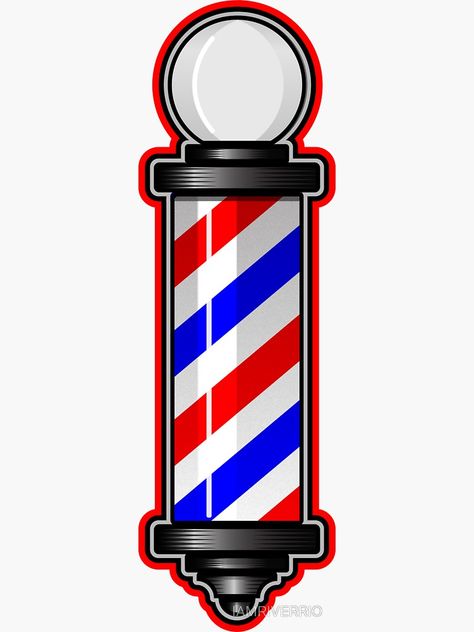 "Barber Pole Hair Cut" Sticker by IAMRIVERRIO | Redbubble Barber Pole Art, Barbershop Sticker, Barber Logo Design Ideas, Barber Pole Logo, Barber Images, Barber Sticker, Logo Barber Shop, Old School Barber, Barber Poster