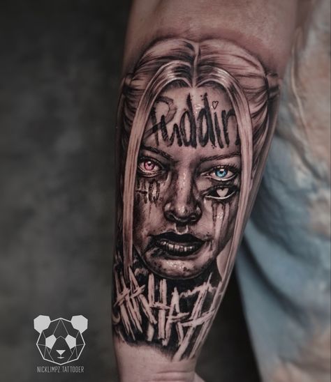 #harleyquinn #margotrobbie #harley #quinn #dc #suicidesquad #tattoo #margotrobbie  #margotrobbietattoo #harleyquonntattoo #darkrealism #dark #realism Harley Quinn Tattoo Ideas For Women, Suicidesquad Tattoos, Margot Robbie Tattoo, Joker Harley Quinn Tattoo, Harley Quinn's Tattoos, 1st Tattoo Ideas, Harley Queen Tattoo, Jared Leto Joker Tattoo, Joker Tattoo For Women