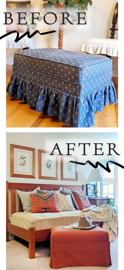 How To Recover An Ottoman, Recover Ottoman Diy, Reupolster Ottoman, Reupholster Storage Ottoman, No Sew Ottoman Cover, Recover An Ottoman, Diy Ottoman Cover, Fabric Ottoman Coffee Table Dyi, Diy Ottoman