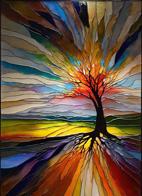 Sonia Lera Preston - The tree of enlightenment Perfect Pictures, Glass Window Art, Modern Art Paintings Abstract, Modern Art Paintings, Window Art, Stained Glass Window, Painting Art Projects, Stained Glass Art, Tree Art