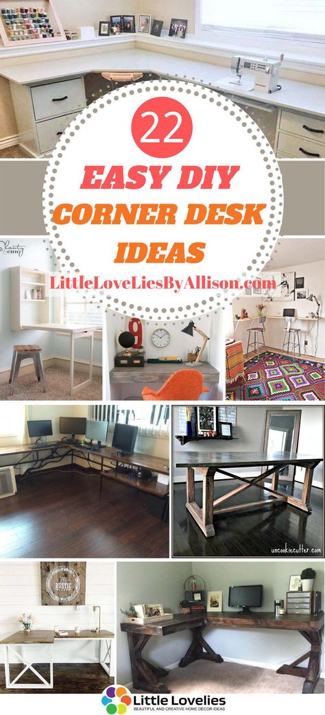 In this article, I have made a list of 22 of the best DIY corner desk ideas. I made sure to include the ones with plans so you can make it by yourself. Homemade Corner Desk, Corner Desk Organization, Corner Desk Ideas, Corner Desk Plans, Large Corner Desk, Small Corner Desk, Diy Corner Desk, Corner Desks, Kids Room Desk