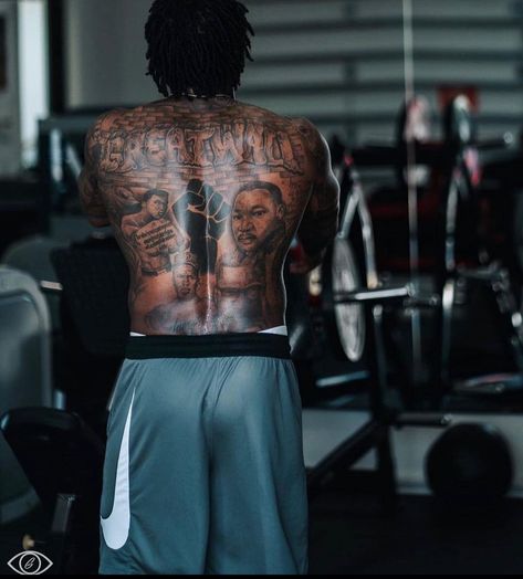 John Wall Tattoos, Johnny Drop Tattoos, Hot Tattoed Guys Dark Hair Black, Brian Dawkins, John Wall, History Tattoos, Manga Tattoo, Back Piece, Back Tattoos For Guys