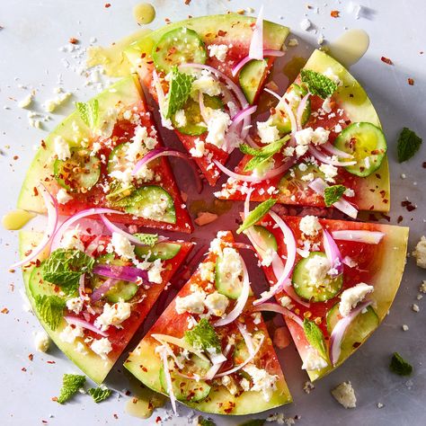 Delish Summer Appetizer Recipes Simple, Watermelon Pizza Recipes, Pizza With Chicken, Summer Party Appetizers, Pizza Vegetarian, Watermelon Pizza, Special Diet Recipes, Noodle Dinner, Snack Healthy