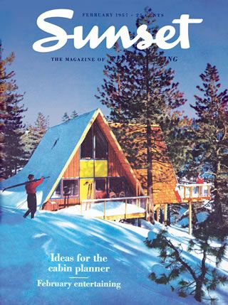 A Frame San Francisco Architecture, Mountain Cabin Decor, Cabin Accessories, A Frames, Personalized Christmas Cards, Sunset Magazine, Vintage Sunset, Home Magazine, Cabin Fever