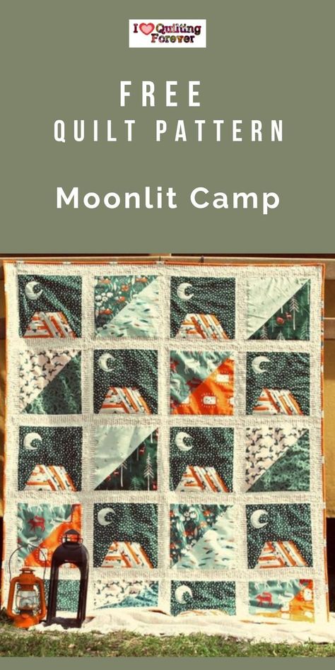 Adventure Quilt Pattern, Camp Quilt Patterns, Wilderness Quilt Patterns Free, Camping Quilt Blocks Free Pattern, Camping Quilt Patterns Free, Camping Quilt Ideas, Mountain Quilt Block Free Pattern, Camper Quilt Patterns Free, Camping Quilt Pattern