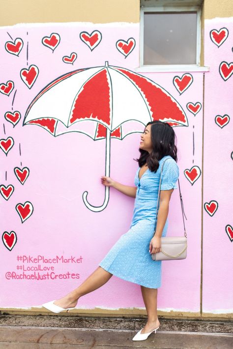 Retail Selfie Wall Ideas, Valentine’s Day Event Ideas, Interactive Murals, Seattle Instagram, Instagramable Places, Pike Place Market Seattle, Selfie Wall, Instagram Wall, Interactive Walls