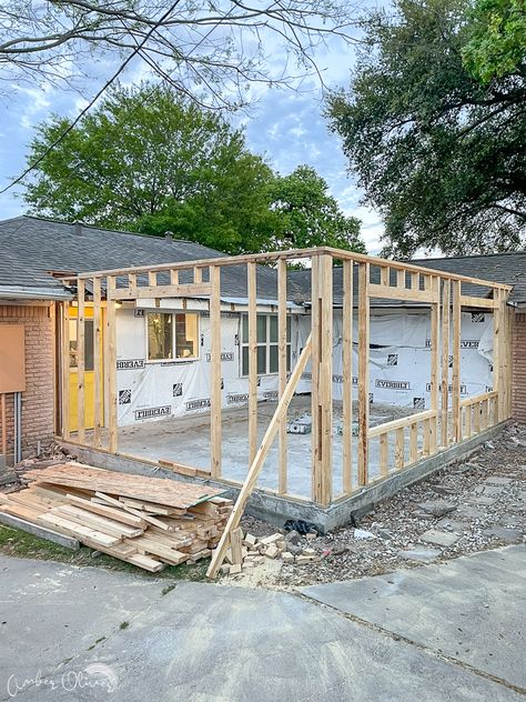 After the foundation was poured, the next step in our home addition was the framing! Here's the process of framing to have a new room added to your home. A few weeks into our home Framing A Room, Framing A House Diy, House Framing Construction, How To Make Amends With Family, Hide Cords, Stick Frame, Frame House, Home Addition, Color Crafts