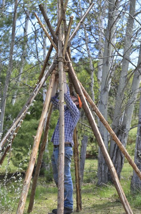 Diy Teepee Tent Outdoor Camping, Morning Glory Teepee, Diy Teepee Tent Outdoor, Diy Tent Outdoor, Branch Teepee, Teepee Tent Outdoor, Diy Outdoor Lights, Teepee Diy, Teepee Outdoor