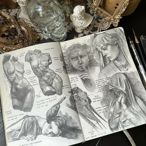 Female figure and some studies of sculptures 🖤🥀 First page of the year lol . . . . . . . #sculptureart #sculptureartist #femalefigure… | Instagram 강아지 그림, Sketchbook Drawings, Sketchbook Inspo, Sketch Style, Sketchbook Art Journal, Art Diary, Arte Sketchbook, Arte Inspo, Sketchbook Inspiration