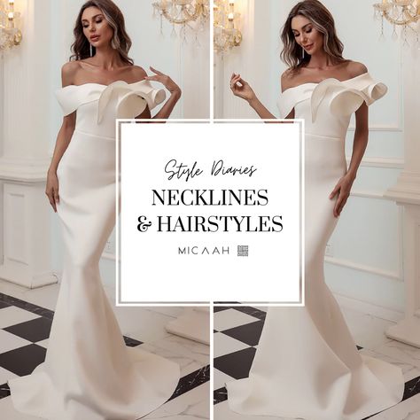 Hair For Dress Necklines, Formal Hairstyles For Off The Shoulder Dress, Hairstyle For Deep V Dress, Off Shoulder Dress Hairstyle Formal, Hair For Square Neckline Dress, Hairstyles For Off The Shoulder Gowns, Off The Shoulder Dress Hairstyles Formal, Hairstyle Off Shoulder Dress, Hair Styles For V Neck Dresses