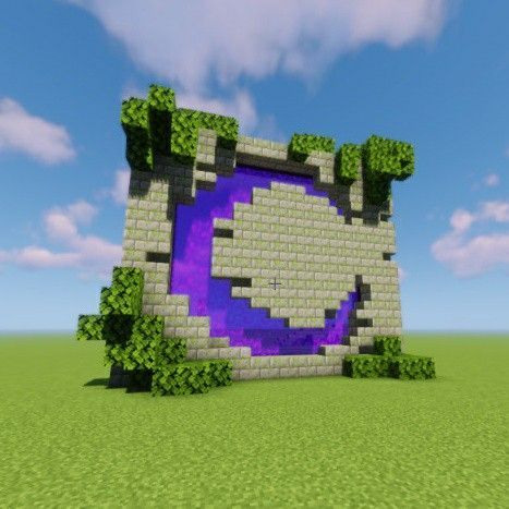 Moon Nether Portal Minecraft, Moon Village Minecraft, Moon Portal Minecraft, Moon Statue Minecraft, Cool Nether Portal Designs Minecraft, Ender Portal Designs Minecraft, Nether Portals Minecraft, Minecraft Building Ideas Moon, Crescent Moon Minecraft