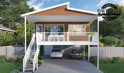 Griffin - David Reid Homes Australia Stilt House Design, Elevated House Design, Stilt House Plans, Stilt House, Elevated House, Raised House, Bedroom Traditional, 2 Storey House, Two Story House