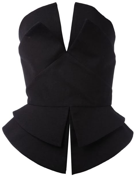 Martin Grant structured bustier top Martin Grant, Black Peplum Top, Peplum Shirt, Strapless Bustier, Peplum Shirts, Eva Green, Strapless Tops, Diy Dress, Bustier Top