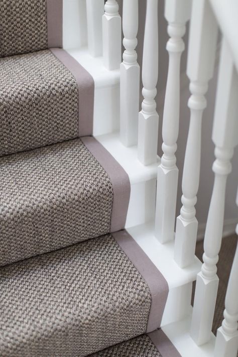 Projects - Laura Butler-Madden Neutral Stair Runner, Staircase Runner Ideas, Stair Carpet Ideas, Laura Butler, Ideas For Stairs, Sisal Stair Runner, Striped Stair Runner, Natural Fiber Carpets, White Staircase