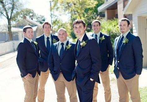 Ask the "Style Doc" . when I'm wearing Navy, does "khaki" rhyme with "tacky" Navy Blazer Khaki Pants Men, Navy And Khaki Groomsmen, Groomsmen Navy, Purple Groomsmen, Navy Groomsmen Suits, Suit Groomsmen, Blue Groomsmen, Navy Groom, Navy Suits