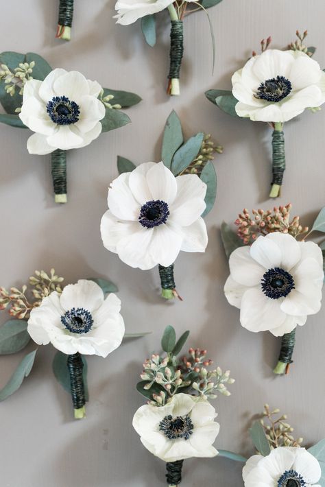 Anemone Boutonniere, Bouquet Succulent, Audrey Rose, Groomsmen Boutonniere, Flowers And Greenery, White Wedding Bouquets, Organic Wedding, Boutonniere Wedding, Winery Weddings