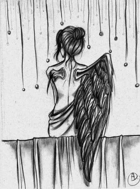 Broken Wing Now Tattoo, Angel Drawing, Meaningful Drawings, Art Sketches Pencil, Dark Art Drawings, Arte Sketchbook, Pencil Art Drawings, Art Drawings Sketches Creative, Painting Art Projects