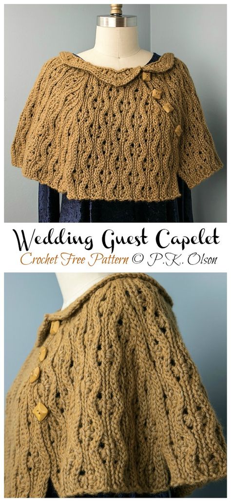 Wedding Guest Capelet Crochet Free Pattern - Crochet & Knitting Cape Pattern Free, Caplet Pattern, Capelet Crochet, Bolero Haken, Capelet Knitting Pattern, Crochet Capelet Pattern, Crochet Caplet, Crochet Cape Pattern, Modern Haken