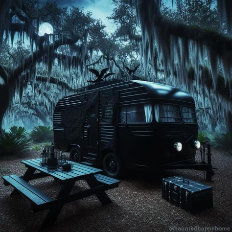 All Posts • Instagram Gothic Camper Interior, Goth Camper, Gothic Camper, Gothic Tiny House, Rv Interior Design, Camper Design, Dark Home Decor, Dark Home, Rv Interior