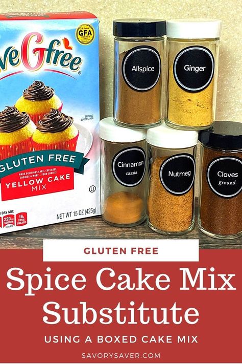 Gluten Free Spice Cake Recipe, Gluten Free Cake Mix Recipes, Gluten Free Spice Cake, Spice Cake Mix Recipes, Aldi Gluten Free, Gluten Free Yellow Cake Mix, Gluten Free Pumpkin Cake, Gluten Free Spices, Pumpkin Cake Mix