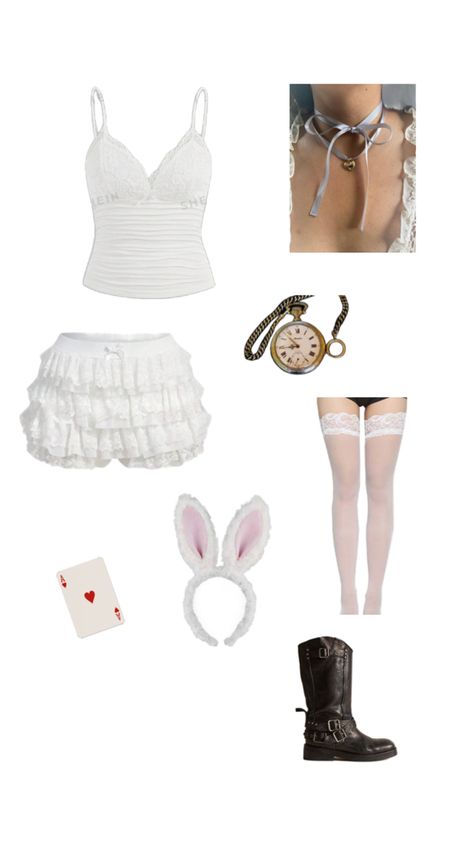 White Rabbit Costumes, Rabbit Halloween, Bunny Halloween Costume, Rabbit Clothes, Rabbit Costume, Pretty Halloween Costumes, Angel Outfit, Bunny Costume, Halloween Costume Outfits