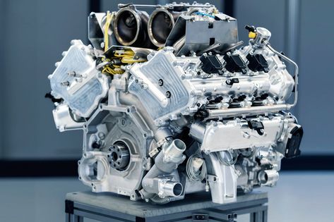 The new turbocharged six-cylinder will be used in Aston's upcoming mid-engine sports cars, starting with the 2022 Valhalla. Martin Show, New Aston Martin, V6 Engine, Volkswagen Group, Peugeot 2008, Nissan 370z, Mode Of Transport, Lamborghini Gallardo, British Cars