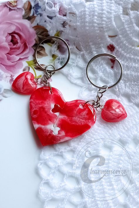 Here's another video of Epoxy Resin craft project. Simple, fun and easy to do resin craft idea for beginners. I am using two pieces couple heart mold to cast resin and turn them into couple keychains. Please follow necessary SAFETY MEASURES while working with resin. Work in WELL-VENTILATED or OPEN areas. #resin #epoxyresin #heart Resin Couple Keychain, Lovers Day Gift, Couple Keychains, Couple Heart, Resin Work, Couples Keychains, Lovers Day, Diy Epoxy, Resin Ideas