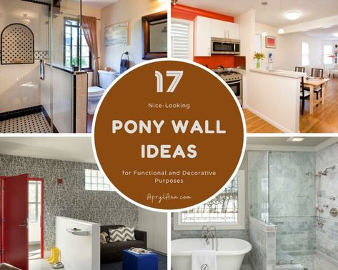 Pony Wall Bathroom Ideas, Pony Wall Ideas Bathroom, Toilet Pony Wall Ideas, Pony Wall In Bathroom, Pony Wall For Toilet, Bathrooms With Pony Walls, Pony Walls In Bathrooms, Pony Shower Wall, How To Decorate A Pony Wall