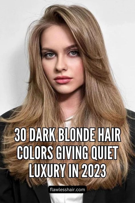 Milktea Blonde Darkest Shade Of Blonde, Summer Dark Blonde Hair, Hair Color For Light Eyebrows, Darkest Blonde Hair, Neutral Blonde Hair Color Shades, Dark Blonde Solid Hair Color, Dark Blonde All Over Hair Color, Hair Color And Styles For Women 40, Shades Of Dark Blonde Hair Color