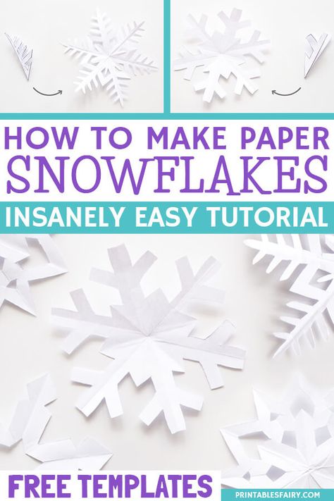 Looking for a winter craft for kids? Make these DIY Paper Snowflakes. Learn how to cut paper snowflakes with your kids. Free printable templates included! #DIYSnowflakes #WinterCraftsforKids #CraftsforKids Snowflake Patterns Printable Free, Paper Snowflakes Diy Easy Kids, Free Snowflake Template, Simple Paper Snowflakes, Bookstore Christmas, Diy Paper Snowflakes, Paper Snowflakes Easy, Snowflakes For Kids, Printable Snowflake Template