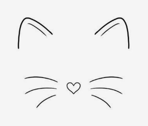 Cat Ears Tattoo Simple, Easy Cat Face Drawing, Cat Head Tattoo Outline, Cat Face Outline Tattoo, Cat Face Drawing Simple, Cat Face Tattoo Simple, Cat Doodle Tattoo, Cat Face Doodle, Cat Ears Drawing