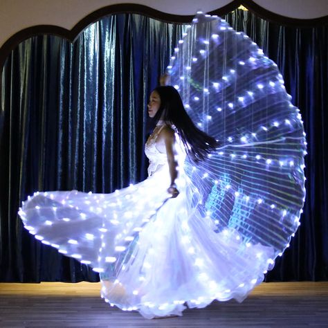 Light Up 316 Leds Belly Dance Isis Wing For Ladies Led Dance Cape or Capes With Telescopic Stick Led Butterfly, Rainbow Wings, Kids Stage, Belly Dance Accessories, Butterfly Costume, Butterfly Fashion, Led Dance, Boho Festival Fashion, Dance Accessories