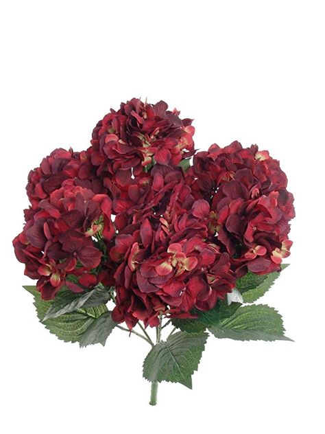 Amazon.com: Burgundy Hydrangea Silk Flowers Plant | Artificial Hydrangeas Shrub with 7 Large Gorgeous Mophead Bloom Clusters, Leaves, Stems | Home Decor, Wedding, Centerpiece, Bouquets, Garden Bush: Gateway Burgundy Hydrangea, Diy Floral Decor, Hydrangea Bloom, Hydrangea Bush, Hydrangea Centerpiece, Hydrangea Arrangements, Hydrangea Not Blooming, Silk Hydrangeas, Artificial Hydrangeas