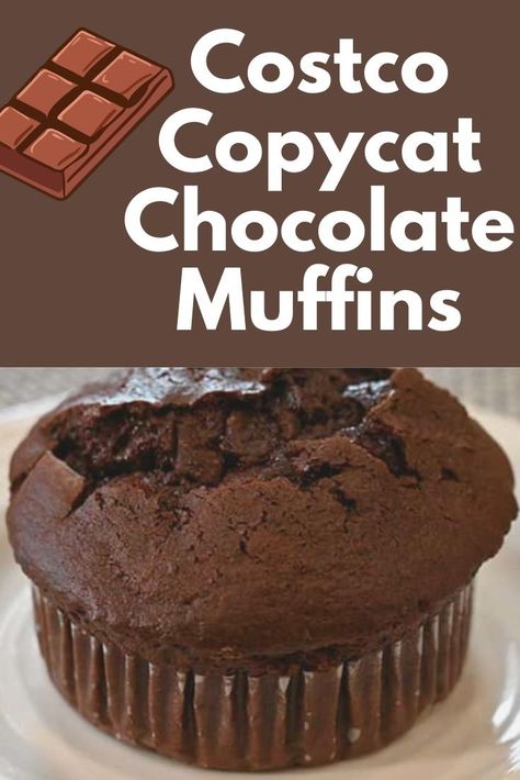 Costco Copycat Chocolate Muffins — SavingsMania Costco Muffin Recipe, Costco Recipes, Costco Copycat, Costco Muffins, Chocolate Chip Muffin Recipe, Chocolate Muffin Recipe, Chocolate Muffin, Bakery Style Muffins, Donut Muffins