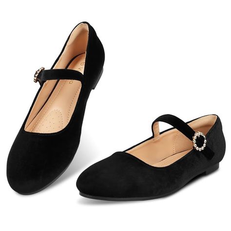 PRICES MAY VARY. 【Stylish and Comfortable】Our womens mary jane flats are crafted to offer a blend of style and comfort. Featuring a sleek black design, these womens mary jane flats are ideal for any formal occasion. Designed specifically for women, these mary jane shoes women guarantee all-day wear without any discomfort. 【Versatile and Timeless】Our black flat is a versatile addition to any wardrobe. They effortlessly complement both casual and formal outfits, making them a timeless and essentia Womens Mary Jane Shoes, Dressy Flats Shoes, Womens Mary Jane Flats, Strap Flats, Black Flats Shoes, Mary Jane Shoes Womens, Womens Mary Janes, Round Toe Shoes, Womens Ballet Flats