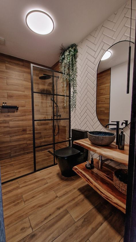 Earthy Bathroom, Wood Tile Bathroom, Bedding Boho, House Bathrooms, Bedroom Bedding, Small Bathroom Ideas Modern, Bathroom Design Inspiration, Wooden Bathroom, Bathroom Inspiration Decor