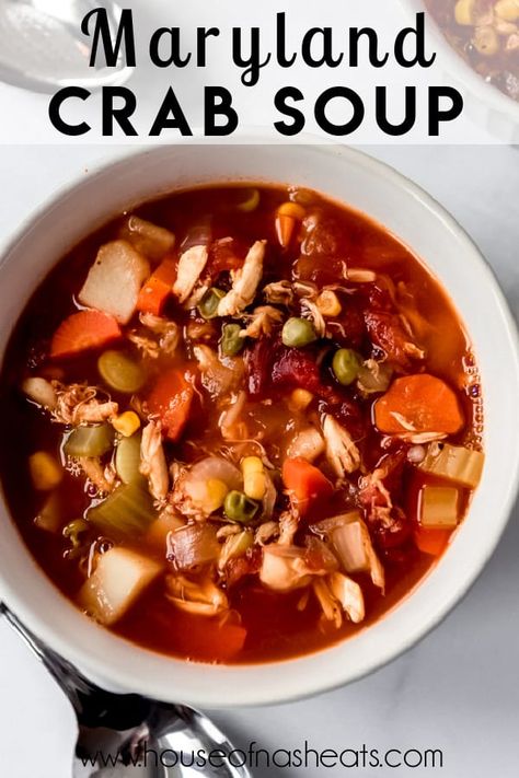 Baltimore Maryland Food, Maryland Crab Soup Recipe, Crab Soup Recipe, Maryland Crab Soup, Crab Soup Recipes, Spicy Crab, Lobster Dishes, Maryland Crabs, Crab Soup