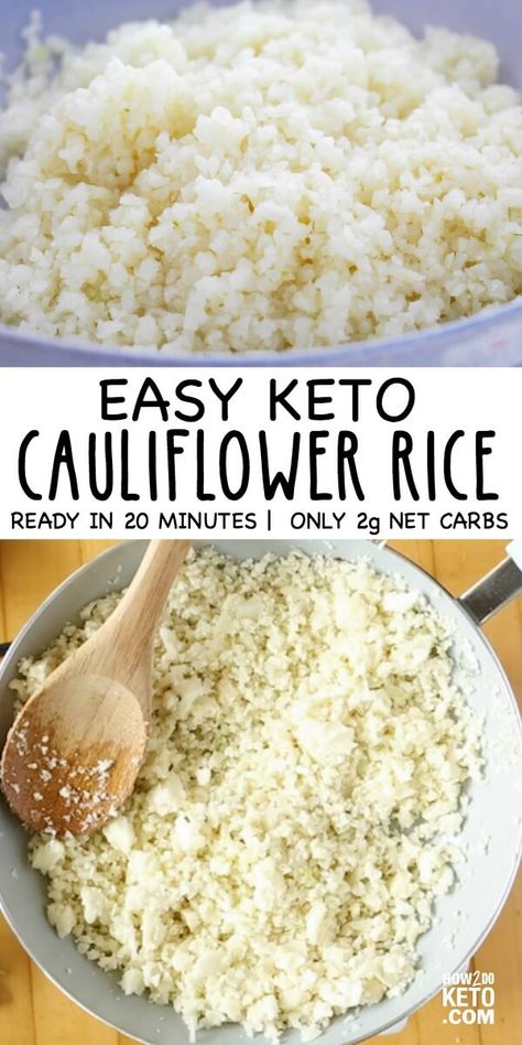 Cauliflower rice is a great low carb substitute, with only 2g net carbs per serving! Learn how to make it and why it's one of our favorite keto side dishes! Cooking Cauliflower Rice, Cooking Cauliflower, Keto Cauliflower Rice, Make Cauliflower Rice, Cauliflower Rice Recipe, Recipe Cauliflower, How To Make Cauliflower, Riced Cauliflower, Keto Side