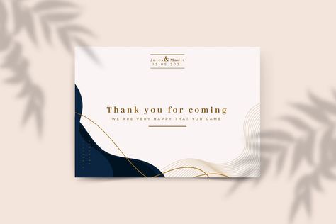 Free Vector | Wedding thanks card template Thank You For Coming Card, Mc Template, Wedding Thanks Card, Paper Card Design, Thank You Typography, Cue Card, Card Template Free, Make Business Cards, Wedding Thanks