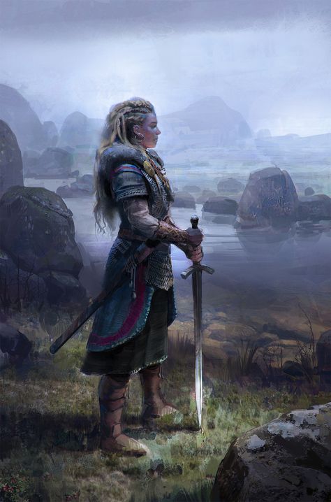 Viking Woman, John Wallin Liberto on ArtStation at https://www.artstation.com/artwork/6Pnb6?utm_campaign=digest&utm_medium=email&utm_source=email_digest_mailer Angelo Guerriero, Art Viking, العصور الوسطى, Baba Jaga, Viking Women, Viking Woman, Desen Anime, Shield Maiden, Viking Art