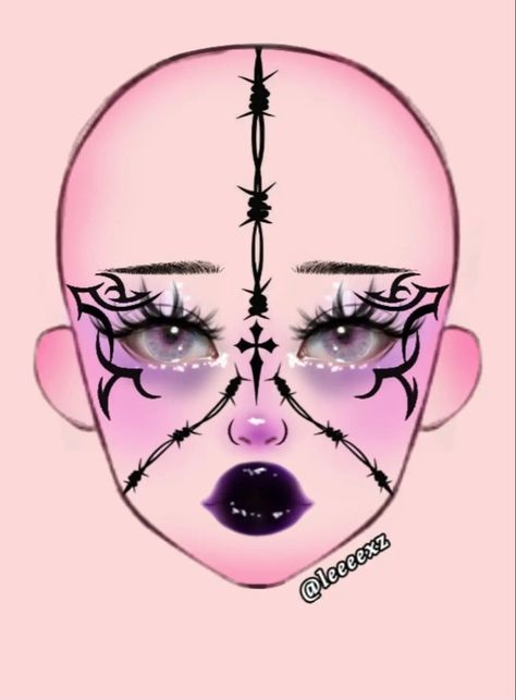 Face Charts Makeup, Makeup Template, Maquillage Goth, Eyeliner Wings, Goth Eye Makeup, Cool Makeup, Makeup Charts, Vampire Bride, Anime Eye Makeup