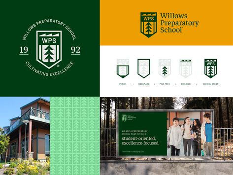 Branding & logo design for preparatory school in Seattle, WA, USA. #brand #branddesign #logo #logodesign School Typography Design, School Identity Design, School Branding Design Visual Identity, University Brand Identity, Private School Branding, Boarding School Design, School Branding Design, Elementary School Logo, School Brand Identity