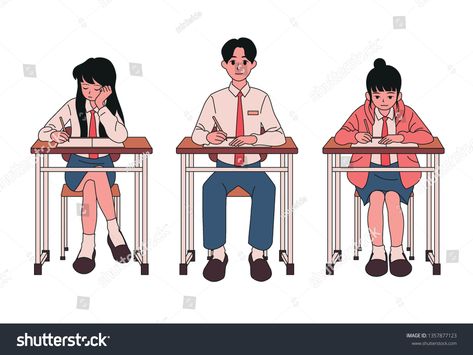 Students sitting at the desk and taking classes. hand drawn style vector design illustrations. #Ad , #SPONSORED, #classes#hand#desk#Students Sitting On School Desk Pose, Art Reference Poses School, Croquis, Sitting In School Reference, Students Sitting In Classroom Drawing, Drawing At Desk Reference, School Class Drawing Reference, Sitting In Classroom Reference Drawing, Student Pose Drawing Reference