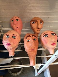 Art Room Britt: Plaster Head Hand Puppets Paper Mache Puppets, Wash Art Paper Puppet, Puppet From Recycled Materials, Paper Mache Wearable Head, Paper Mache Puppet Heads, Human Puppet, Fabric Puppet Theater, Puppet Theaters, Facial Bones