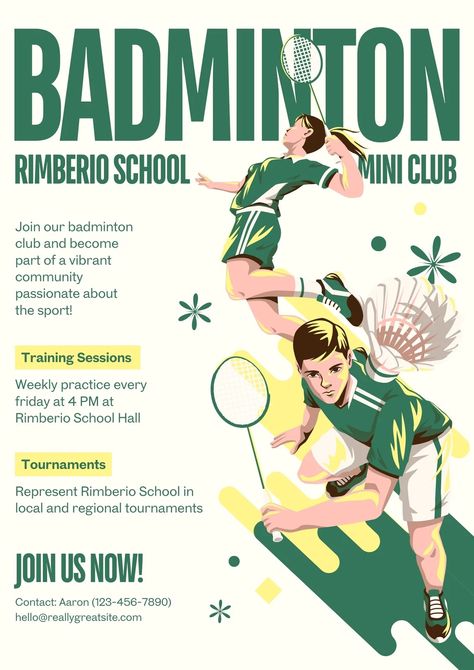 Badminton Tournament Poster, Badminton Drawing, Badminton Illustration, Poster Badminton, Badminton Poster, Tournament Poster, Badminton Club, Badminton Tournament, School Hall