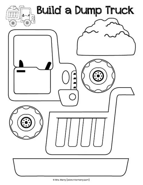 Dump Truck Template, Truck Template, Transportation Theme Preschool, Preschool Construction, Train Template, Truck Crafts, Template Color, Community Helpers Theme, Kindergarten Phonics Worksheets