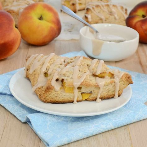 Peaches and Cream Scones Peaches And Cream Scones, Snickerdoodle Scones, Peach Scones, Cream Scones, Scones Recipe, Peaches And Cream, Peach Recipe, Peaches N Cream, Scone Recipe