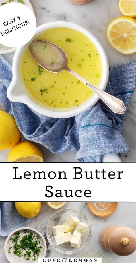 This rich, flavorful lemon butter sauce is delicious on pasta, roasted veggies, and more. Made with 5 ingredients, it comes together in minutes. Lobster Butter Sauce Recipe, Lemon Gravy, Lobster Butter Sauce, Recipes With Vegan Butter, Butter Lemon Sauce, Lemons Recipes, Lemon Garlic Butter Sauce, Lemon Truffles, Roasted Radishes