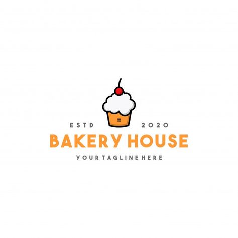 Cake House Logo, Bakery House, Cake House, House Logo Design, House Logo, Logo Food, Home Logo, Vector Logo, Premium Vector